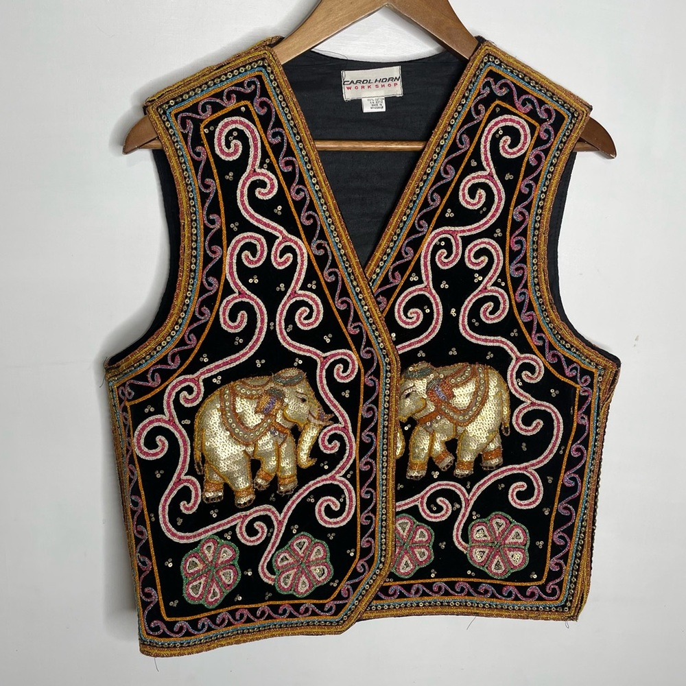 Vintage 1970’s Carol Horn Velvet Embroidered Kalaga Vest
